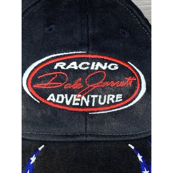 Dale Jarrett Racing Cap Hat Otto Collection Adjustable Black Patriotic Flames - Picture 2 of 11